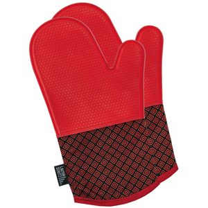 LauterSchutz Ofenhandschuh LS102, rot, bis 250°C hitzebeständig, aus Silikon, rutschfest, 2 Stück