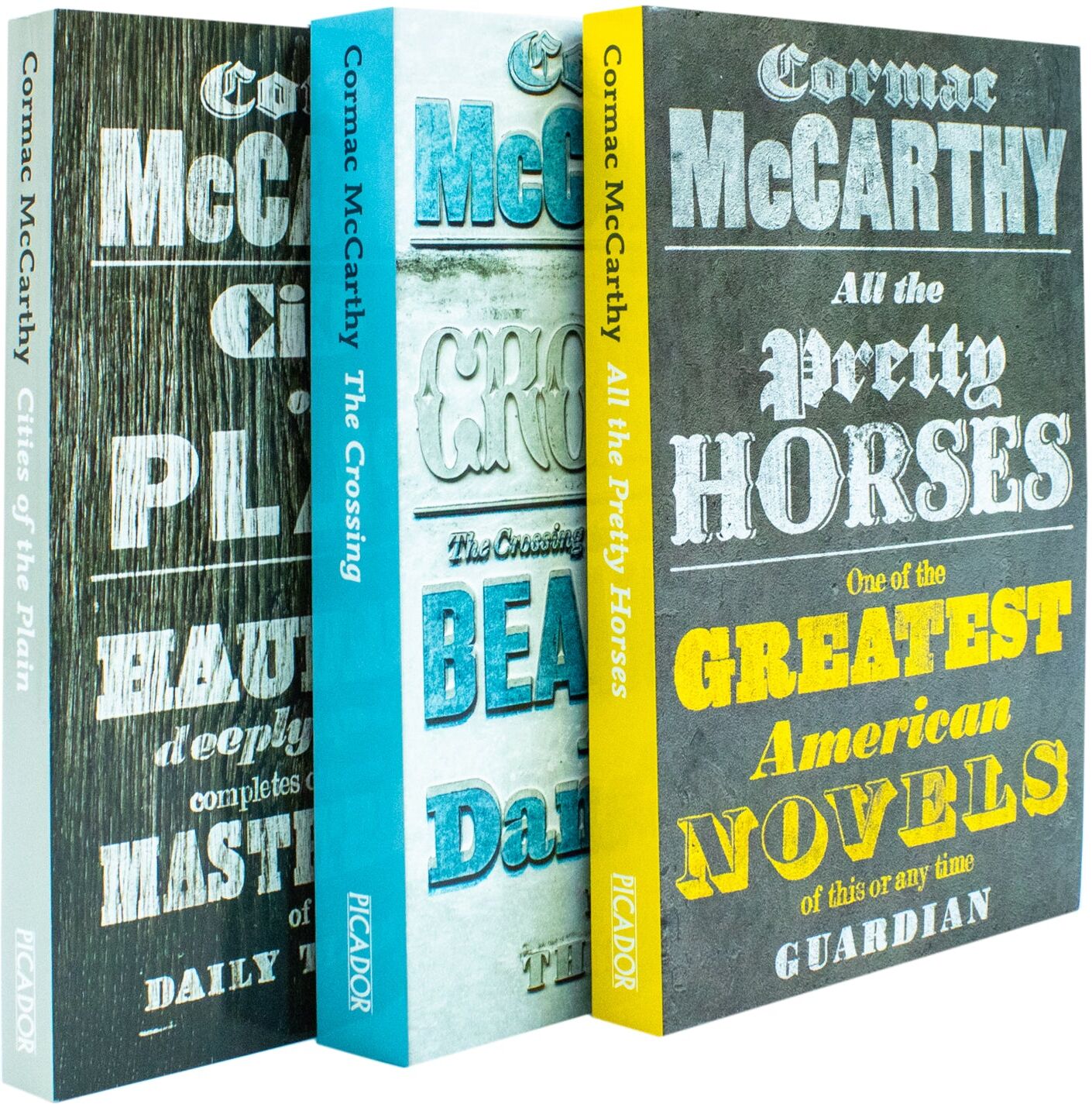Picador Border Trilogy 3 Book Collection Set by Cormac McCarthy - All the Pretty Horses, The Crossing, Cities of the Plain - Paperback Literary Fiction