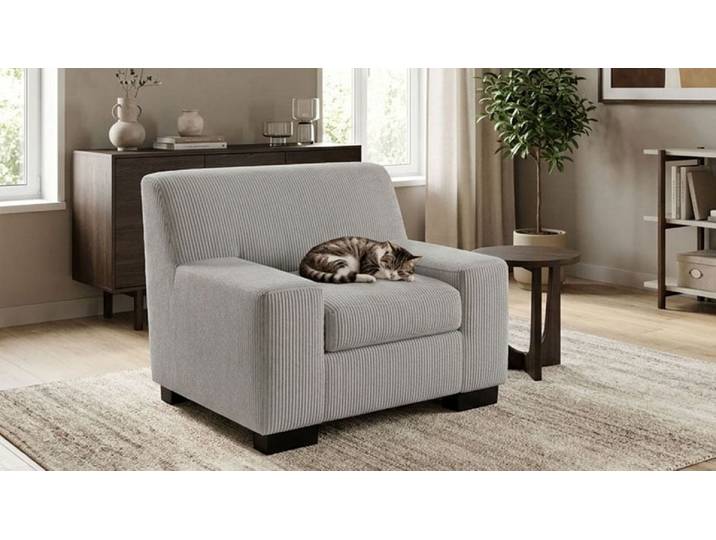 Sessel GOODPRODUCT Faxxe 101 x 85 cm, stabile Konstruktion , grau (hellgrau), B:101cm H:74cm T:85cm, 90% Polyester, 10% Nylon, Sessel, Sessel, aus haustierfreundlichem Pet Friendly Cord