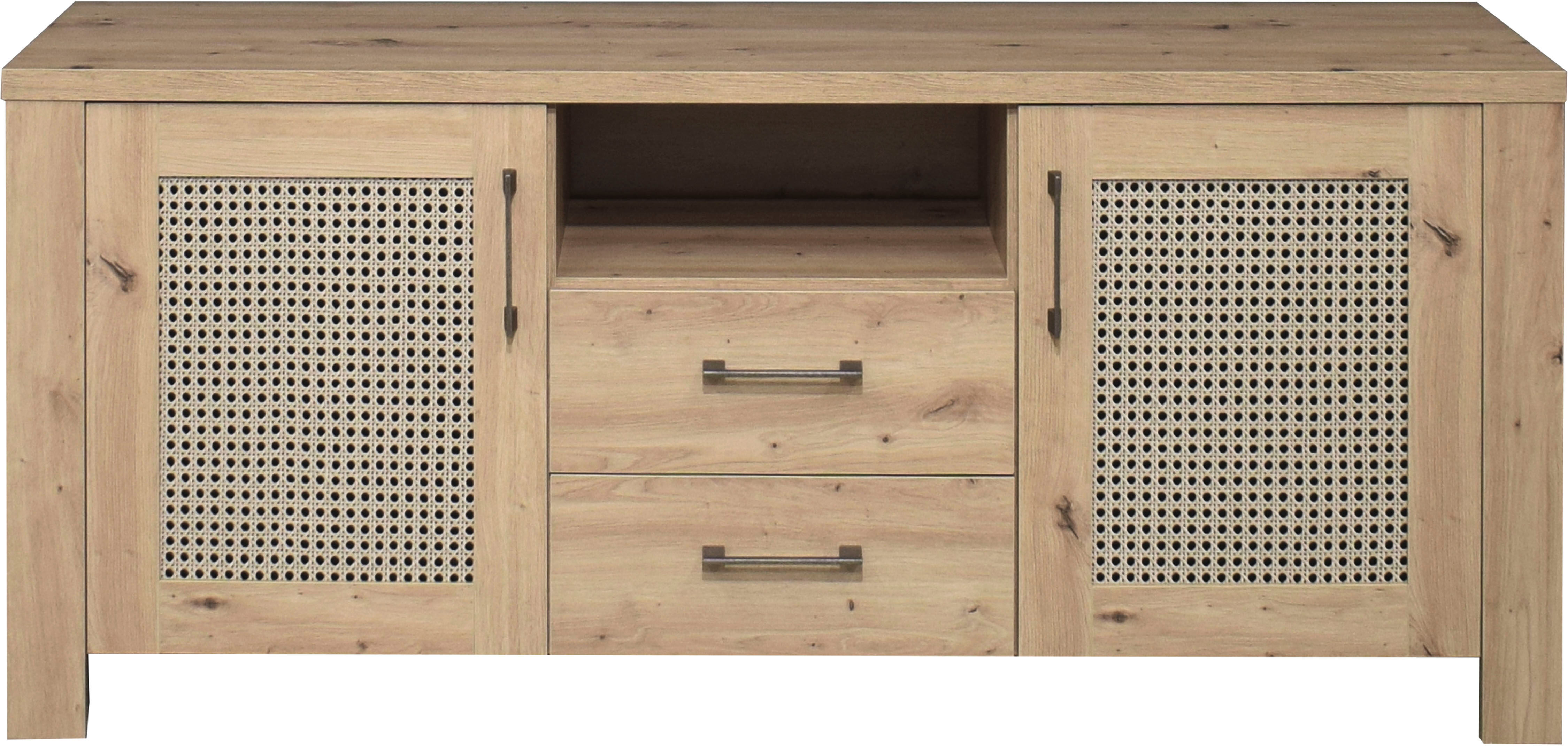 Lowboard MÄUSBACHER "Mares", braun (asteiche, wiener geflecht), B:162cm H:70cm T:42cm, Holzwerkstoff, Sideboards, Lowboard asteiche, wiener geflecht B/H/T: 162cm x 70cm x 42cm