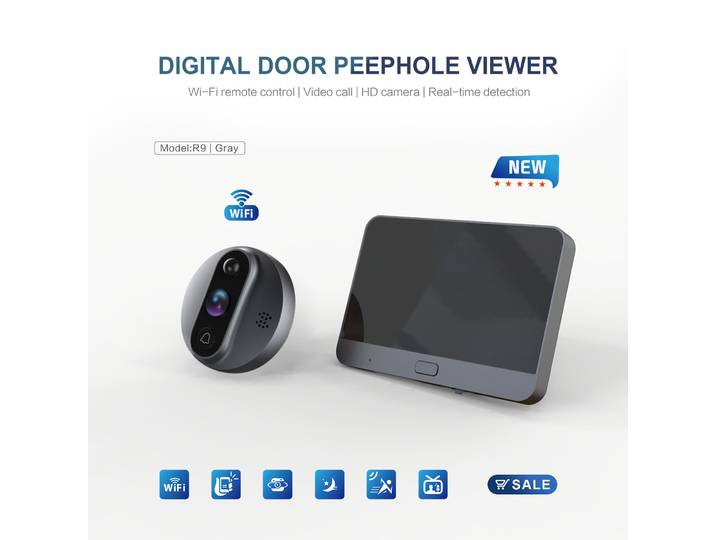 Sonnette Wi-Fi 4,3 pouces avec application Tuya/Ubox, interphone vidéo 2MP 1080P, caméra de vision nocturne et visière numérique