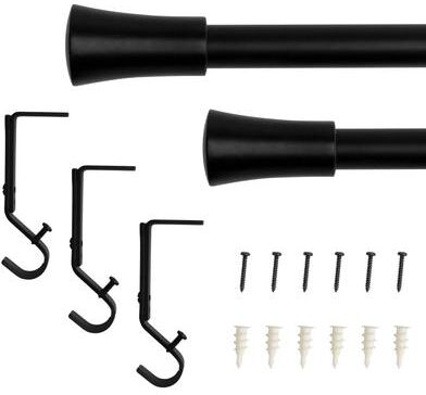 Lumi Home Furnishings "Lumi 3/4"" Single Curtain Rod Brushed Nickel/Black- Cylinder finials"