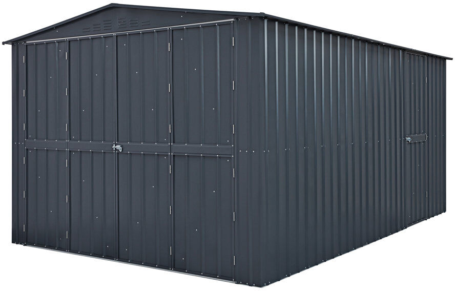 Mercia Garden Products Globel 10 X 15 Apex Green Metal Workshop Garage Grey 308cm W X 465cm D X 225cm H