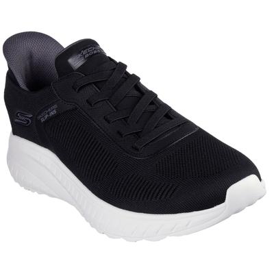 Slip-On Sneaker SKECHERS "BOBS SQUAD CHAOS-SOLID STEP", Herren, Gr. 46, Polyester, schwarz, Textil, Schuhe, Schlupfschuh, Slipper, Sneaker zum Schlupfen