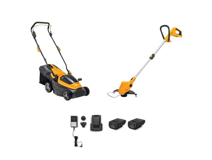 Stiga Collector 136e Kit + GT 100e - Tondeuse à Gazon à Batterie et Coupe-Bordures\, Jaune