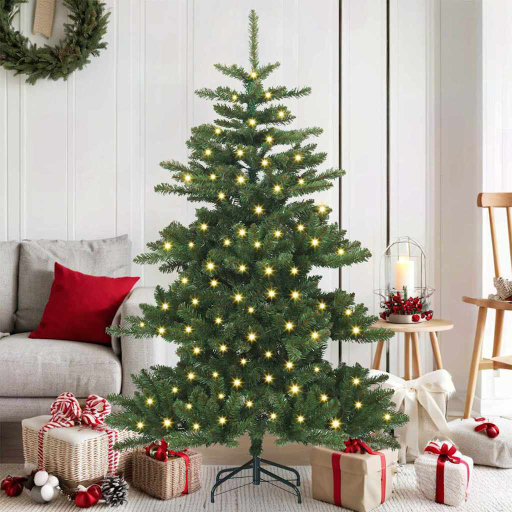 Latitude Run Artificial Hinged Christmas Tree with 150 LEDs 150 cm PVC Green 4.92' H