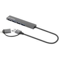 Manhattan 181006 USB-Hub 4 Port USB-A USB 3.0 5 GBit/s Spacegrau 181006