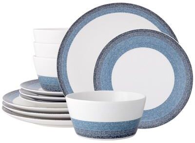 Noritake Colorscapes Layers 12-Piece Coupe Dinnerware Set, Service for 4