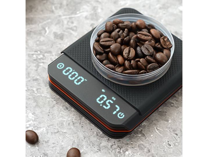 Balance à café numérique portable – Balance de cuisine rechargeable de haute précision avec minuterie Précision de 2 kg/0,1 g pour verser, expresso