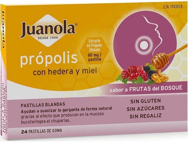 Juanola ® pastillas própolis hiedra y frutas del bosque 24uds
