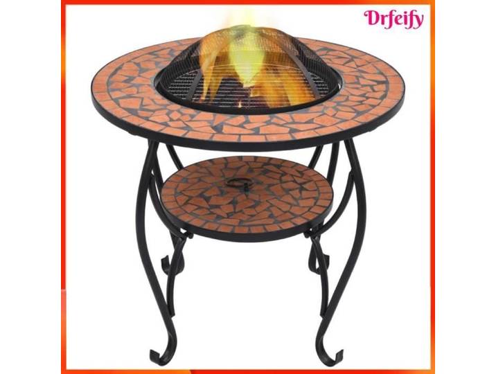Ayhao Table de foyer mosaïque Terre cuite 68 cm Céramique 123456