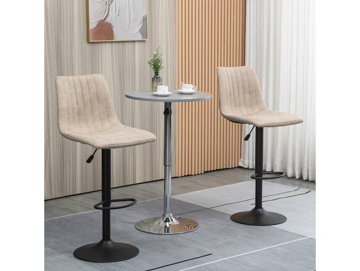 HOMCOM Tabourets de Bar Réglables Set 2 Pièces Marron Acier