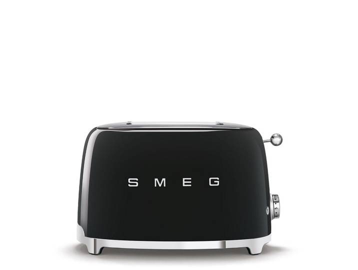 Smeg Toaster, Schwarz, Metall, 31x19.8x19.5 cm, einseitiges Toasten, Krümelschublade, Schnellstoppfunktion, Cool-Touch-Gehäuse, Nachtoastfunktion, wärmeisoliertes Gehäuse, automatischer Auswurf nach Röstende, automatische Zentrierung der Toastscheibe, Bagel-Funktion, Kochgeschirr, Küchengeräte, Toaster