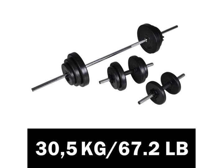 vidaXL Langhantel +2 Kurzhantelset 30,5kg