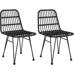 vidaXL Gartenstühle 2 Stk. Schwarz 48x62x84 cm PE-Rattan