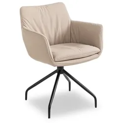 [de]sign & more Stuhl Tores Leder Beige Creme