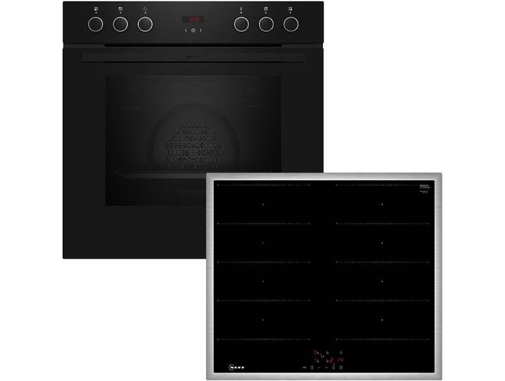 NEFF Induktions Herd-Set EDX4IB0 , Energieeffizienz: A, schwarz (schwarz, edelstahl), Herdsets, Unkomplizierte EasyClean-Reinigung & schnelle Powerstufe, Induktions Herd-Set