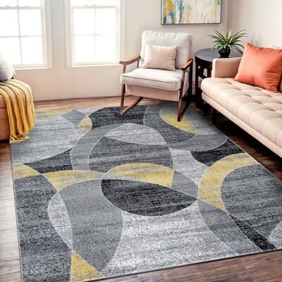 World Rug Gallery Contemporary Distressed Circle Area Rug