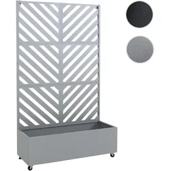 Rankgitter mit Pflanzkasten HWC-R38, Blumenkasten Pflanzkübel Spalier, Metall 186x108x41cm ~ grau