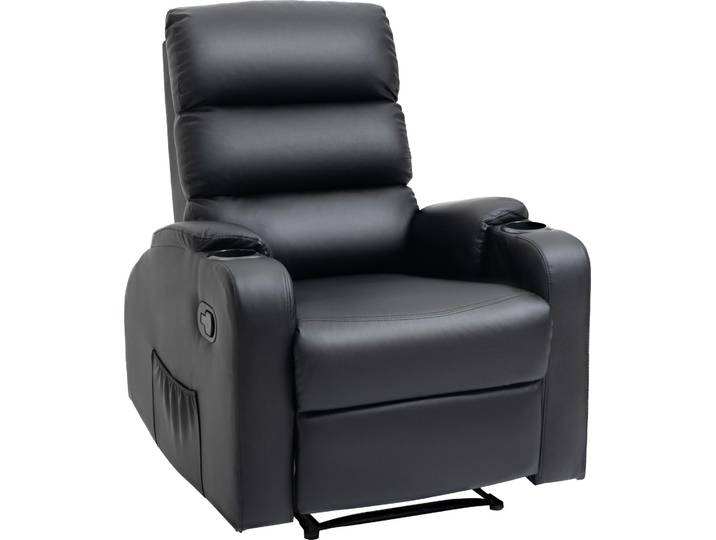 HOMCOM Fauteuil de Relaxation inclinable avec Repose-Pied Ajustable revêtement synthétique Noir