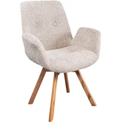 riess-ambiente Stuhl BALTIC - drehbar beige Bouclé natur Eiche Massivholz-Beine mit Armlehne