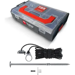 Tox, Schrauben, L-Boxx Mini Camping Abspann-Set (19 Stk.) Zeltschrauben 8x220 mm + Abspannseile Ø 4mm / 4mtr (19 Schrauben pro Stück)