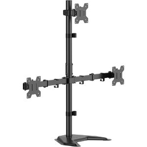 LogiLink Monitorhalterung BP0219, VESA 75x75 & 100x100 mm, für Tisch, höhenverstellbar, drehbar, bis 32 Zoll, 3 Monitore