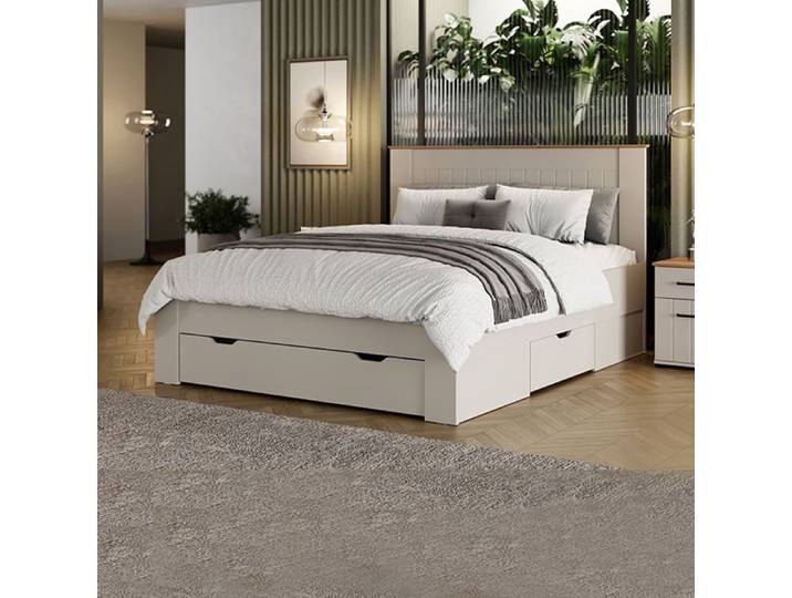 Lit Double Luangp Dmora Blanc Crème