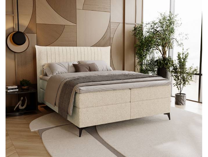 Boxspringbett Mouina 180 x 200cm Webstoff Hevi Beige