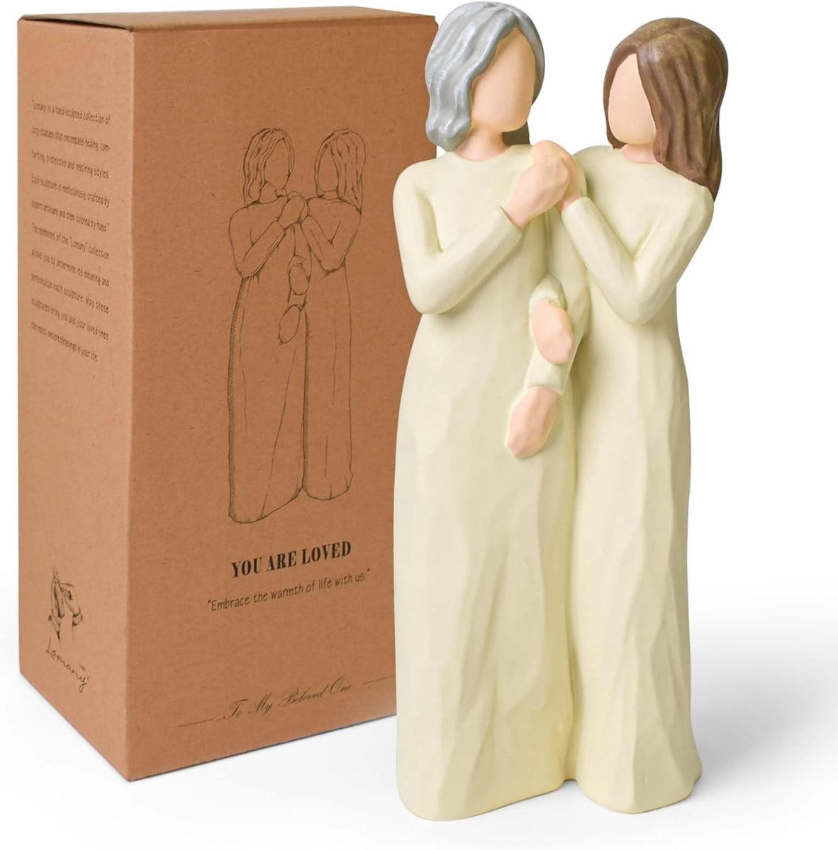 Handgemaakt Resin Moeder Dochter Beeldje - Familie Beeld - Hoogte: 20,8 cm