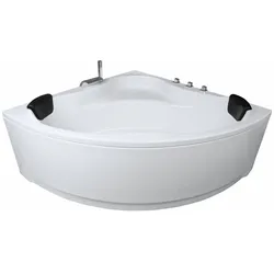 Eckbadewanne 130x130 cm, Einbau für 2 Personen, glasfaserverstärktes Sanitäracryl, Caribia RIO Badewanne, Made in Germany