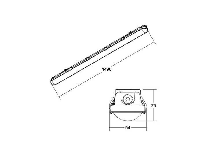BRUMBERG Humid One Pro LED-Wannenlampe DALI 149cm Pro, dimmbar, alu / grau / zink, Edelstahl