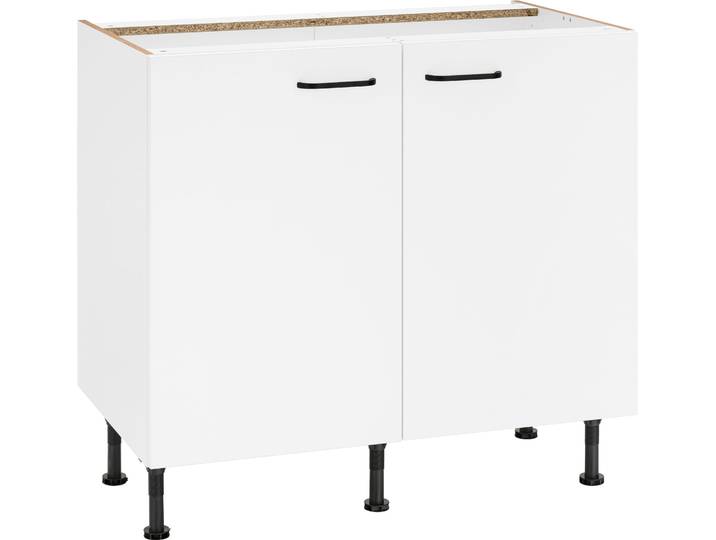 Unterschrank, 90x87 cm, Holzwerkstoff, Weiß, Soft-Close & Höhenverstellbar, Skandinavisch, OPTIFIT