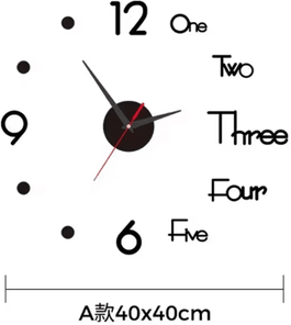 Uplift Curations Large 3D DIY Wall Sticker Clock Modern Frameless Silent Home Decor d black