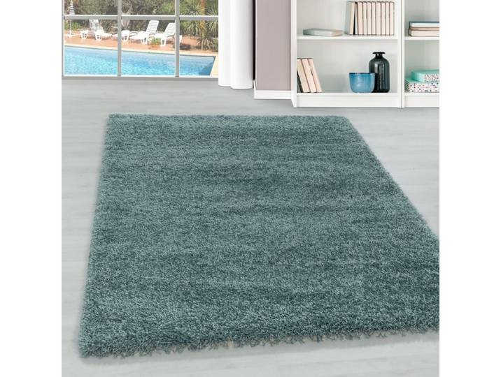 Teppium Uni Tapis de Salon Shaggy Uni Tapis Bleu 160x230 cm Chambre Tapis Poil Long Moelleux et Doux