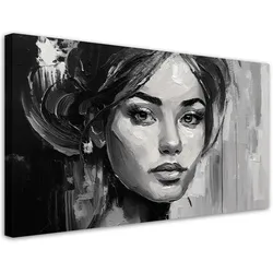 LEINWANDBILD Porträt Frau Schwarz-Weiß 120x60cm