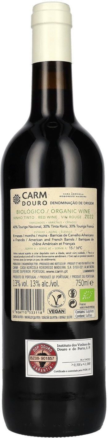 CARM Biológico Organic Wine Tinto Red Douro 2022 13% Vol. 0,75l