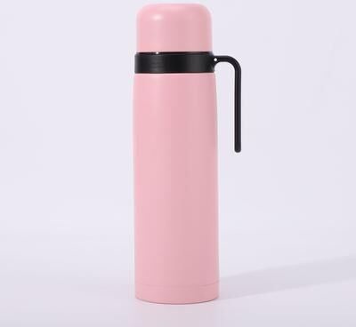 Uplifted Trends Stainless Steel Insulated Travel Mug With Handle Outdoor Sports Cup For Hot & Cold Drinks pink