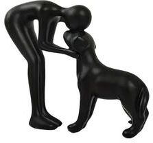 Uplift Picks Elegant Dog Owner Statue Modern Pet Lover Home Decor Figurine black