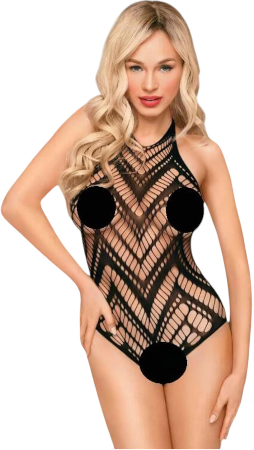 Penthouse Go Hotter - halterneck, fishnet body (black) - XL