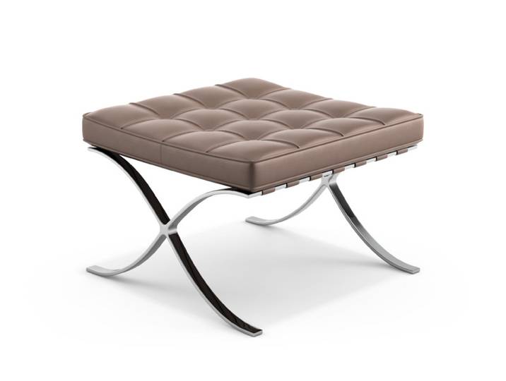 KNOLL repose-pied pouf ottoman BARCELONA (Structure chrom/ Revment Toast - Acier / cuir Volo)