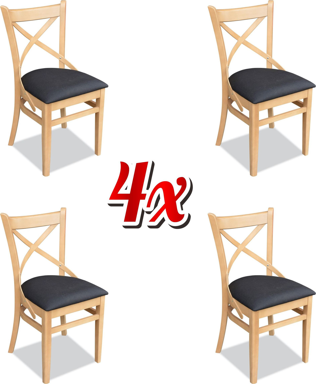 Set van 4 luxe design eetkamerstoelen met textiele bekleding