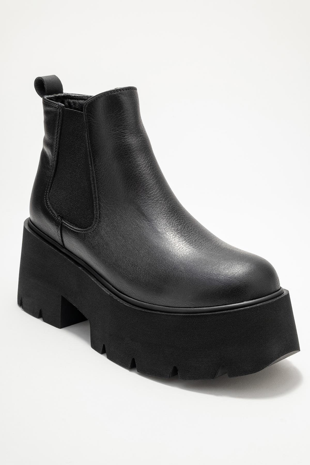 Clen Leder-Plateaustiefelette Chelsea