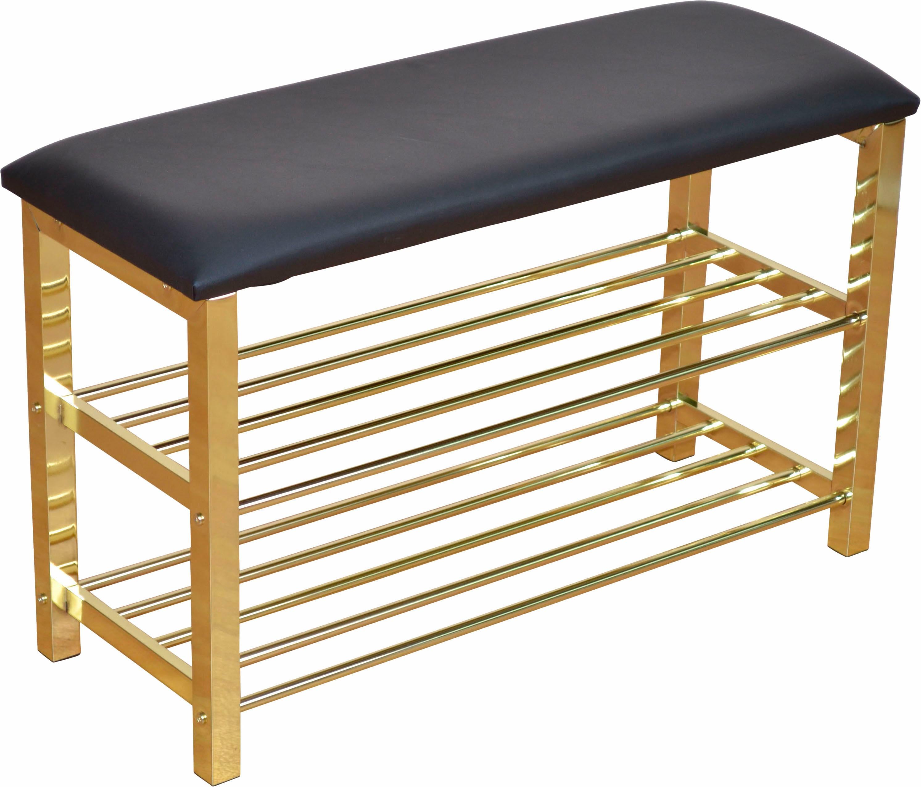 Schuhbank INOSIGN, grau (messingfarben), B:80cm H:50cm T:30cm, Sitzbänke, Schuhbank messingfarben B/H/T: 80cm x 50cm x 30cm, Kunstleder, 2 Ablagen
