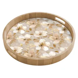 TABLETT Blumen - künstlerisch - Gold Frühstücksbrett 50x50 cm