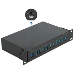 DELOCK 64112 - USB 3.0 10 Port 10 Zoll Industrie-Hub, schwarz