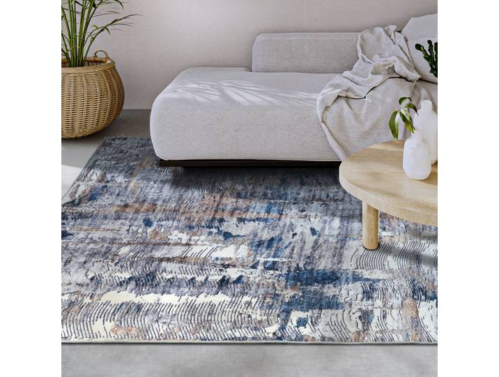 Teppich ELLE DECORATION Malard , blau (dunkelblau), B:200cm H:5mm L:290cm, Polyester, Teppiche, Teppich, Kurzflor, Anti Rutsch, Vintage, Modern, Wohnzimmer, Flur