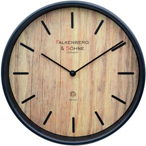 Falkenberg&Söhne Wanduhr Kunststoff, analog, Funkuhr, Ø 30 cm, schwarz, lautlos