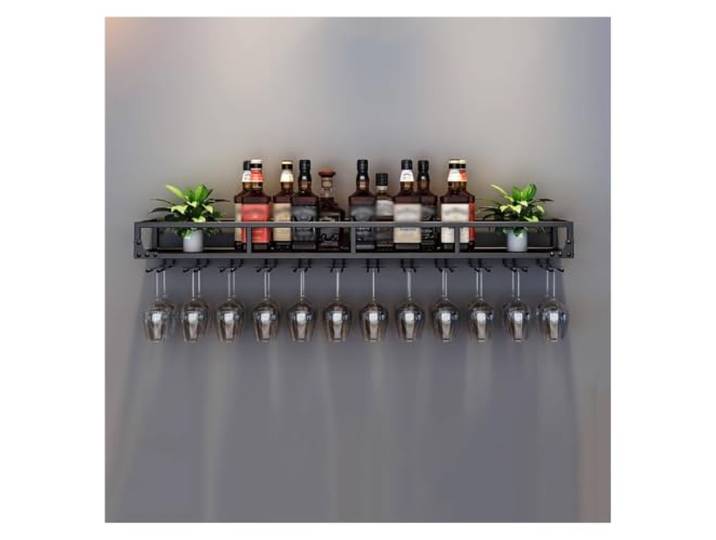 Weinregal Wand Metall Mit Glashalter,Weinregale Zur Wandmontage,Flaschenregal Hängend,Weinständer,Barregal Weinschrank,Flaschenhalter Küche,Alkohol Regal,Bar Wein Regal,Hausbar Wine Rack,Für Küchen (