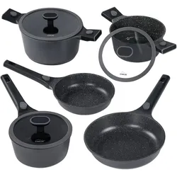 Stoneline Imagination PLUS Kochgeschirr-Set, 8-tlg., mit abnehmbaren Griffen, Pfannenset + Topfset, Grau
